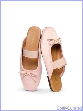 Satin Mule Flats Round Toe Bow Slip On Backless Ballerina Shoes